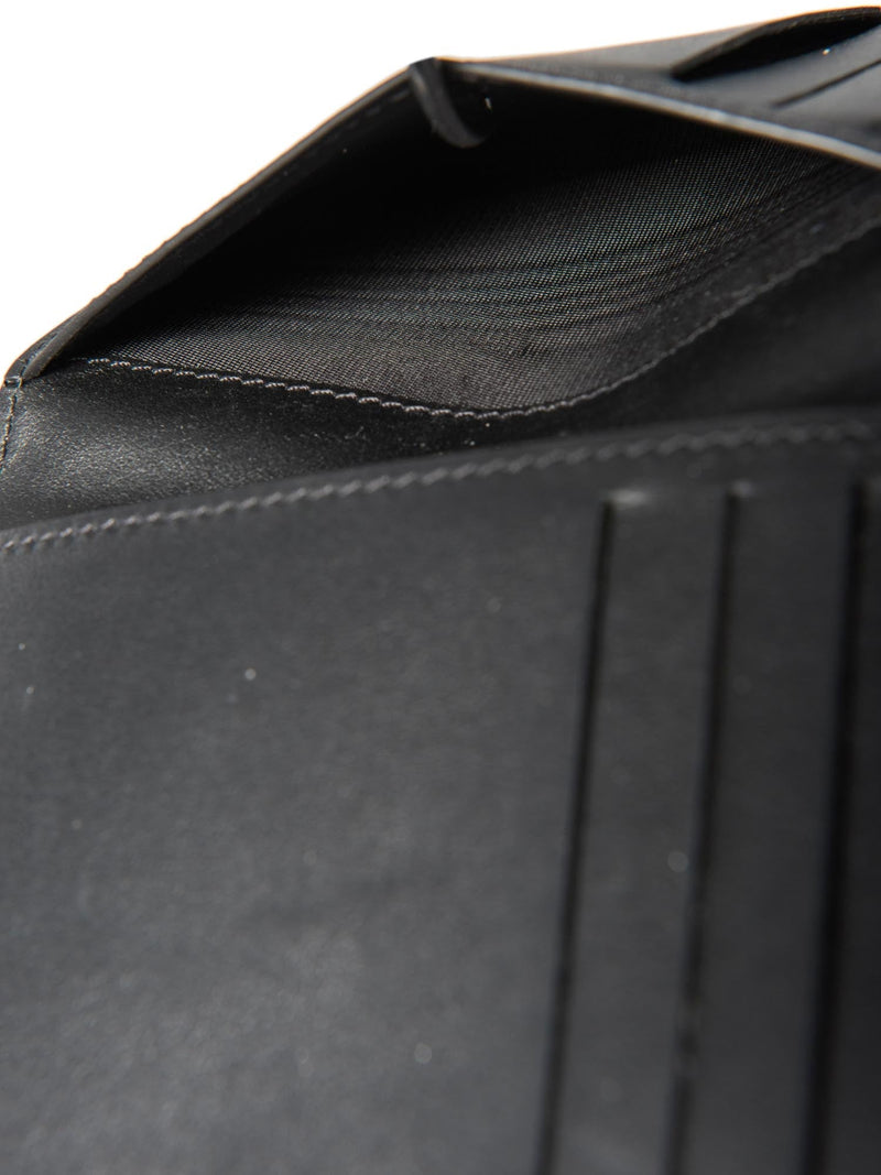 Givenchy Leather Paint Logo Unisex Wallet Black Silver-designer resale