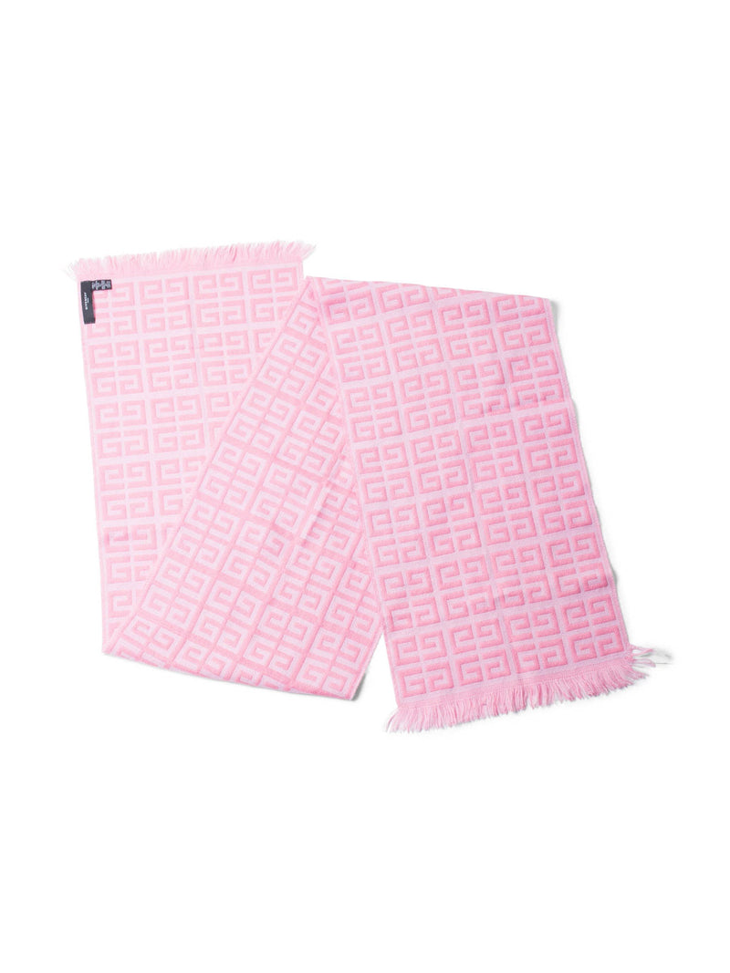 Givenchy Logo Knitted Wool Fringe Scarf Pink-designer resale