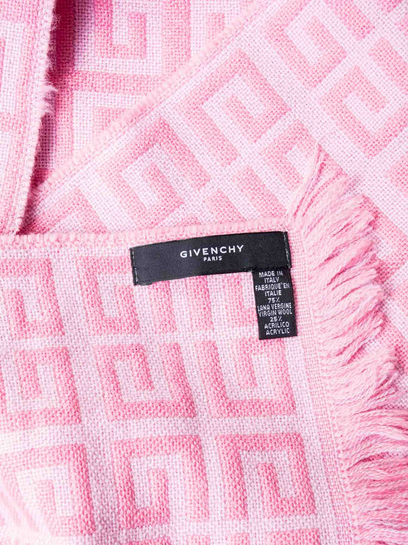 Givenchy Logo Knitted Wool Fringe Scarf Pink-designer resale