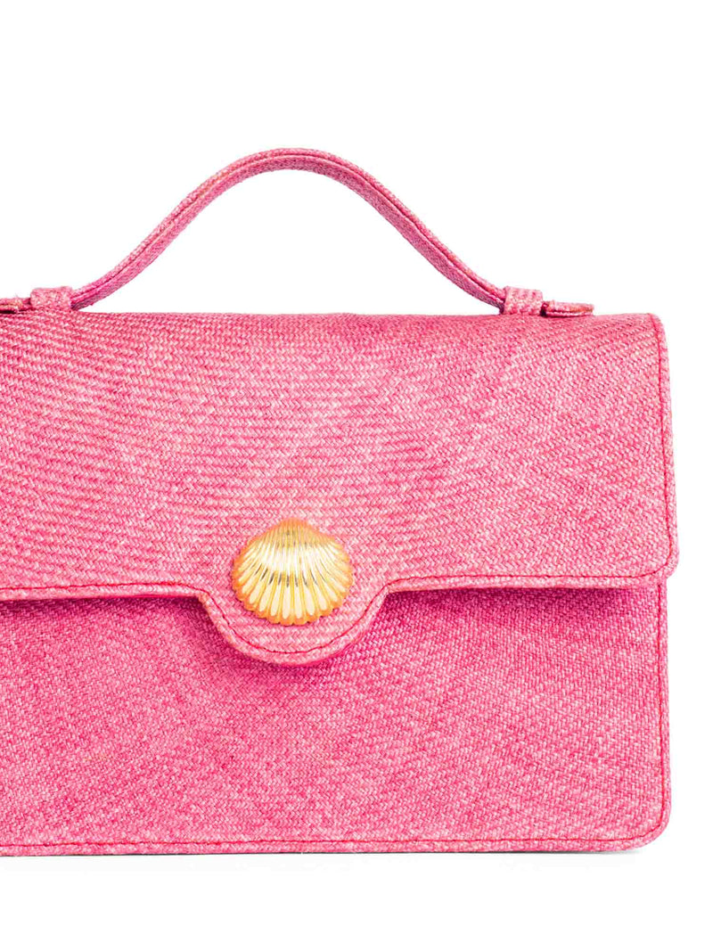 Givenchy Vintage Raffia Top Handle Flap Bag Pink-designer resale