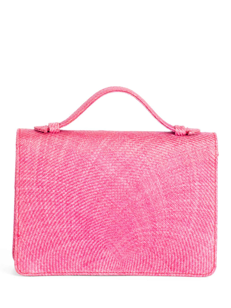 Givenchy Vintage Raffia Top Handle Flap Bag Pink-designer resale