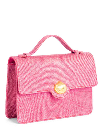 Givenchy Vintage Raffia Top Handle Flap Bag Pink-designer resale