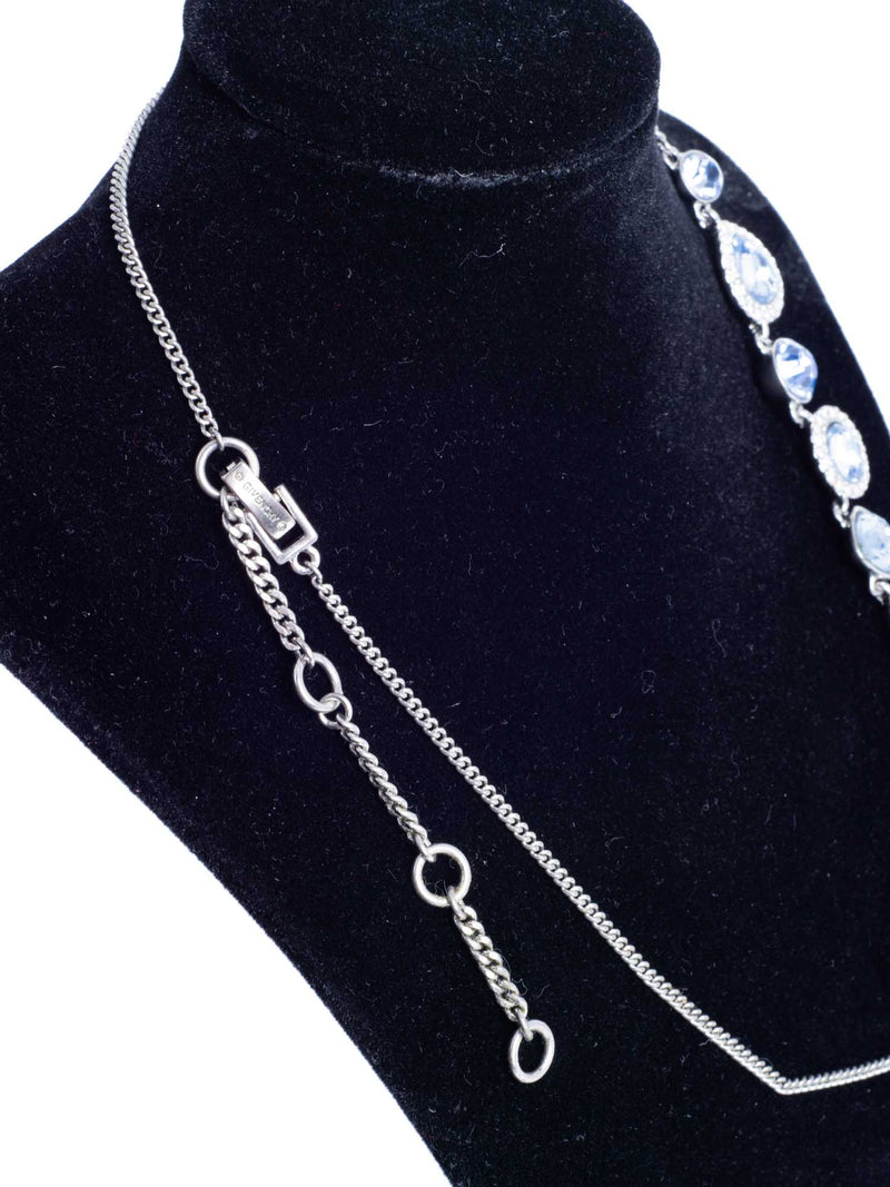 Givenchy Vintage Raindrop Rhinestone Embellished Necklace Blue-designer resale