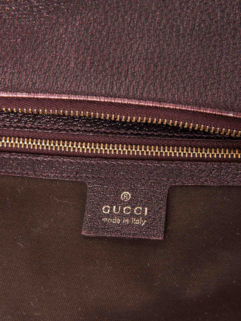 Gucci Bamboo Leather Moon Hobo Bag Burgundy Gold-designer resale