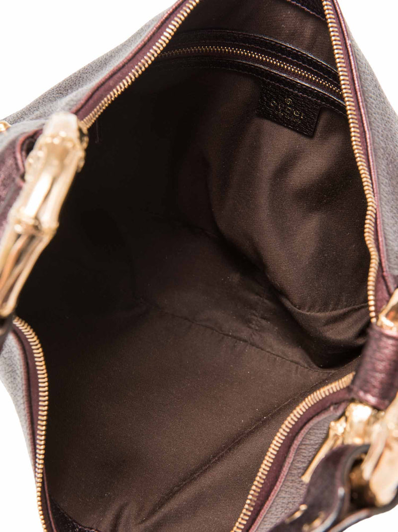 Gucci Bamboo Leather Moon Hobo Bag Burgundy Gold-designer resale