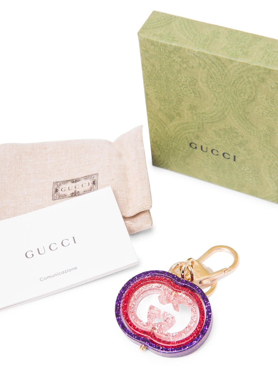 Gucci GG Interlocking Glitter Bag Charm Gold Multicolor