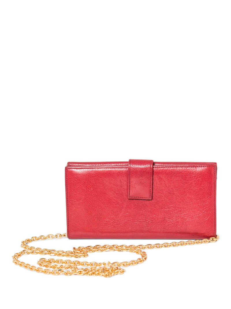 Gucci GG Logo Leather Flap Wallet on Chain Red-designer resale