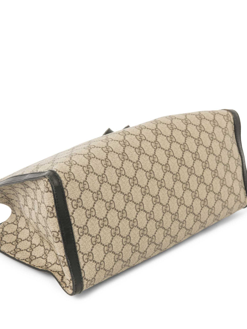 Gucci GG Logo Supreme Canvas Leather Padlock Tote Bag Brown Black Gold-designer resale