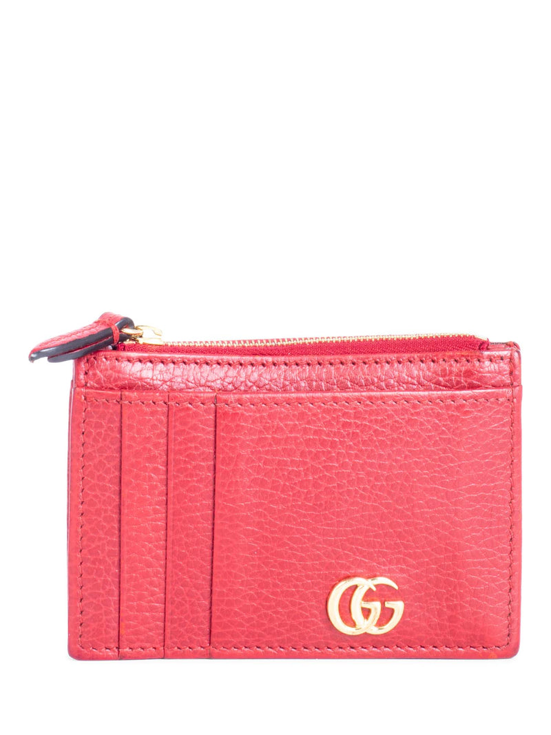 Gucci GG Marmont Pebbled Leather Credit Card Wallet Red-designer resale