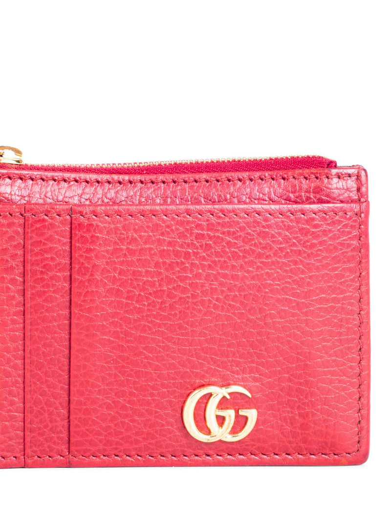Gucci GG Marmont Pebbled Leather Credit Card Wallet Red-designer resale