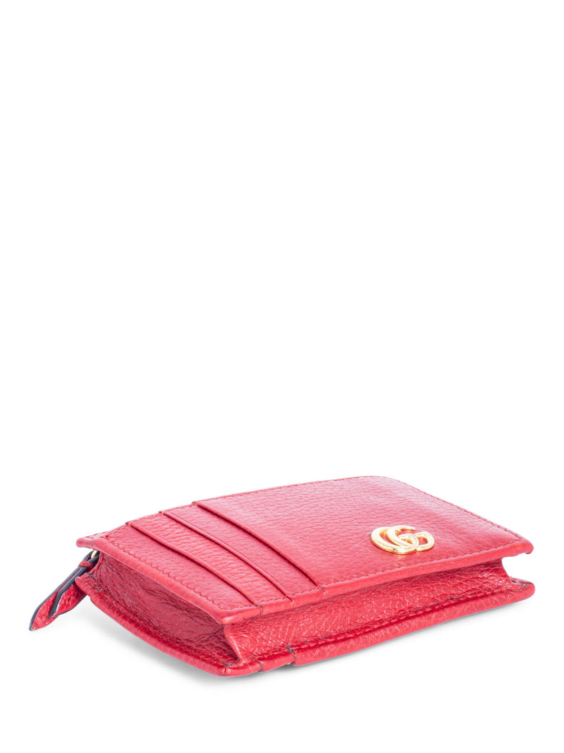 Gucci GG Marmont Pebbled Leather Credit Card Wallet Red-designer resale