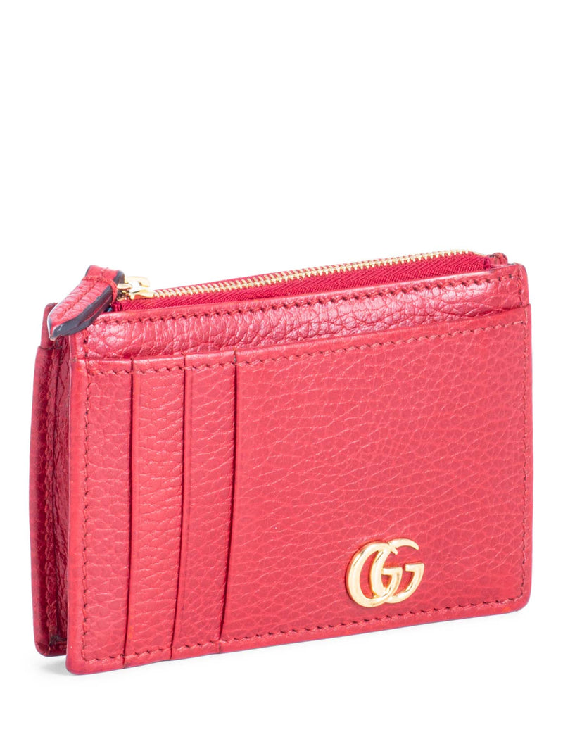 Gucci GG Marmont Pebbled Leather Credit Card Wallet Red-designer resale