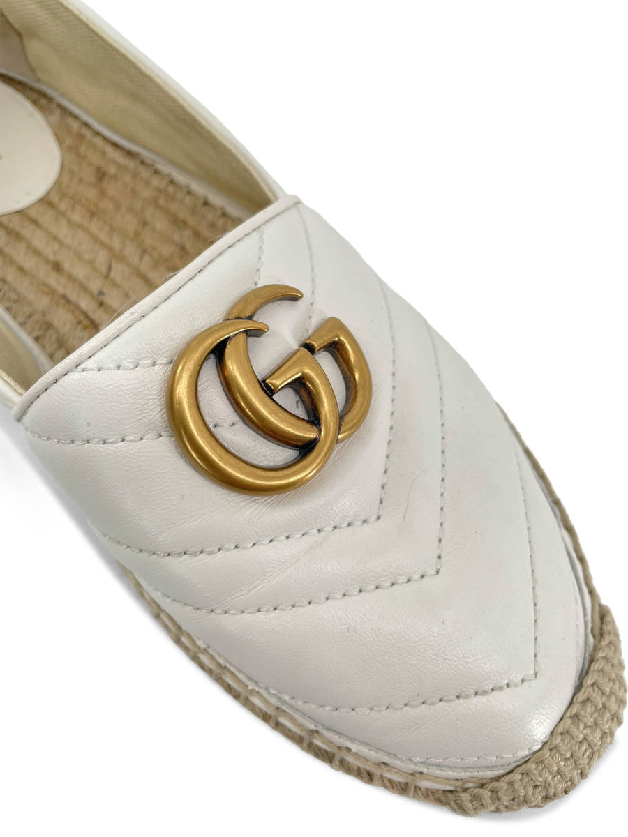Pelmel Vise dig Profet Gucci GG Marmont Quilted Leather Platform Espadrilles White