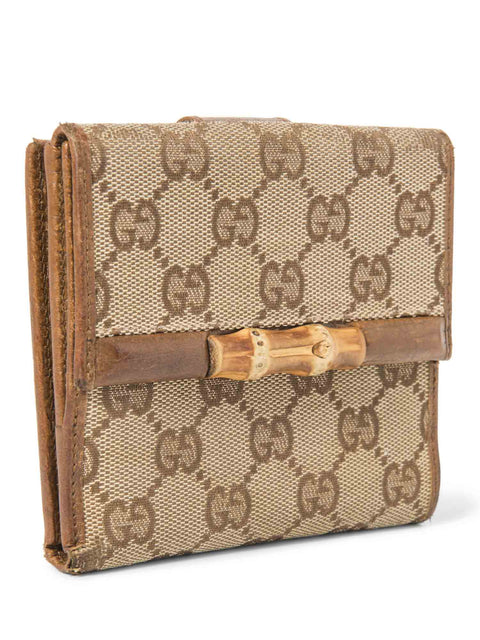 Gucci GG Supreme Canvas Bamboo Wallet Brown-designer resale