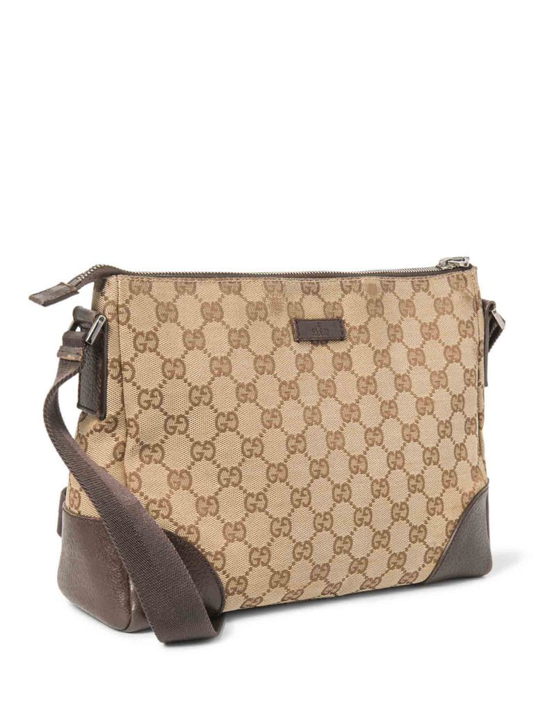 Gucci GG Supreme Canvas Leather Messenger Bag Brown-designer resale