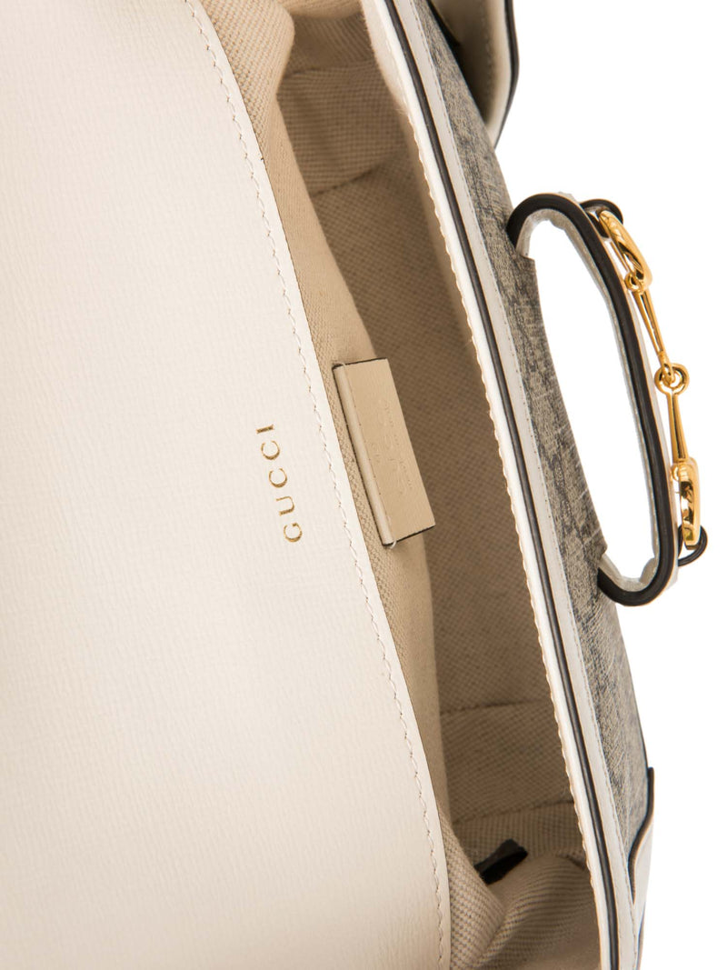 Gucci GG Supreme Horsebit Web Stripe Messenger Bag Brown White-designer resale