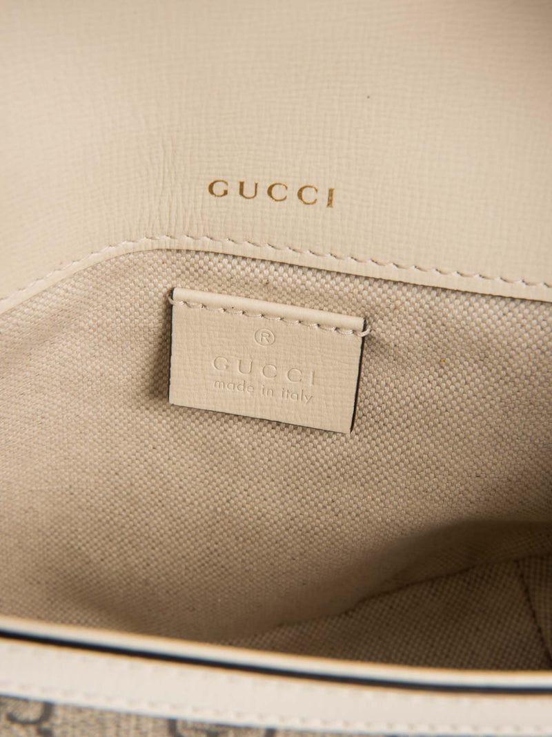 Gucci GG Supreme Horsebit Web Stripe Messenger Bag Brown White-designer resale