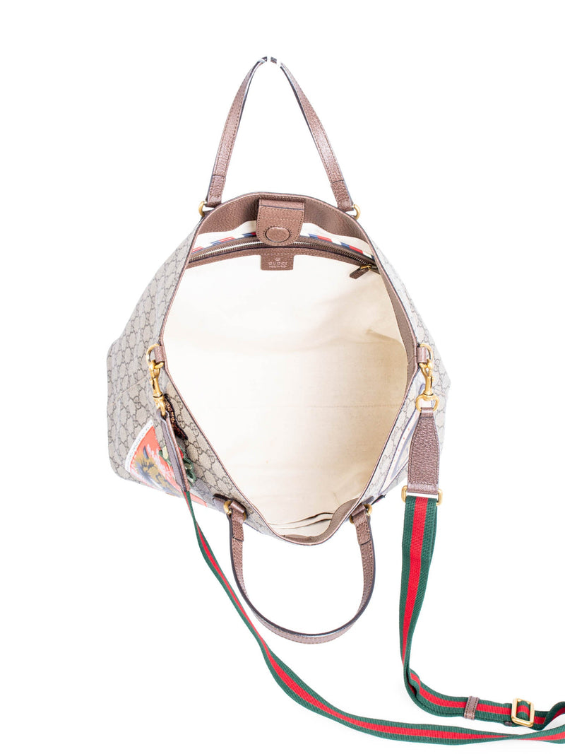 Gucci GG Supreme Patch Logo Tiger Tote Bag Brown-designer resale