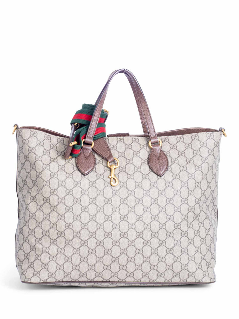 Gucci GG Supreme Patch Logo Tiger Tote Bag Brown-designer resale