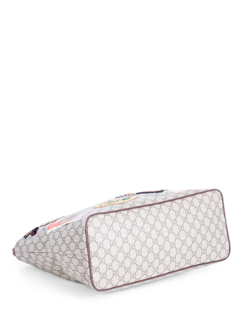 Gucci GG Supreme Patch Logo Tiger Tote Bag Brown-designer resale