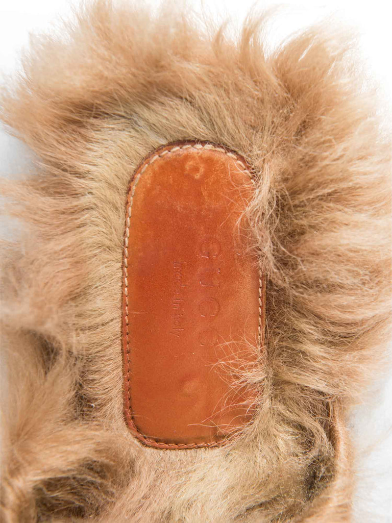 Gucci Leather Horsebit Fur Lined Loafers Black Gold-designer resale