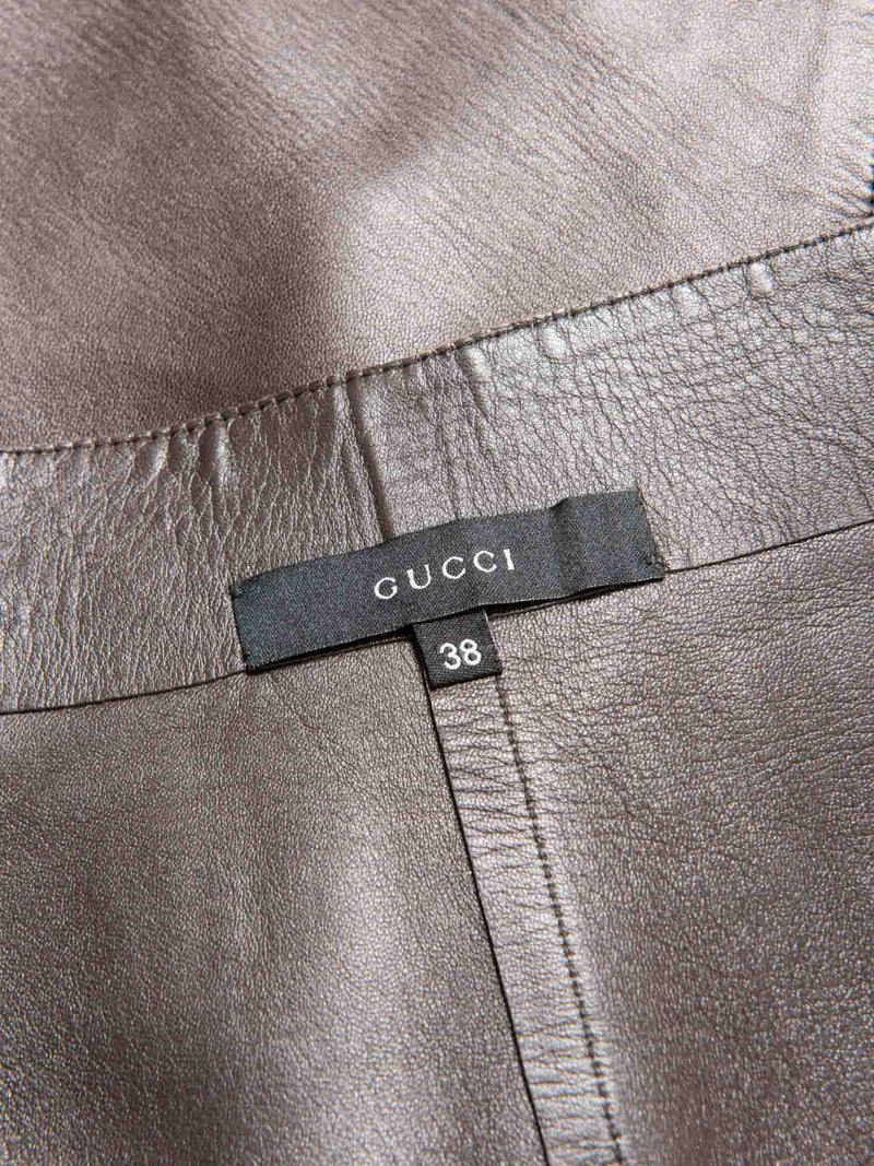 Gucci Logo Leather Zipper Skirt Brown Gold-designer resale