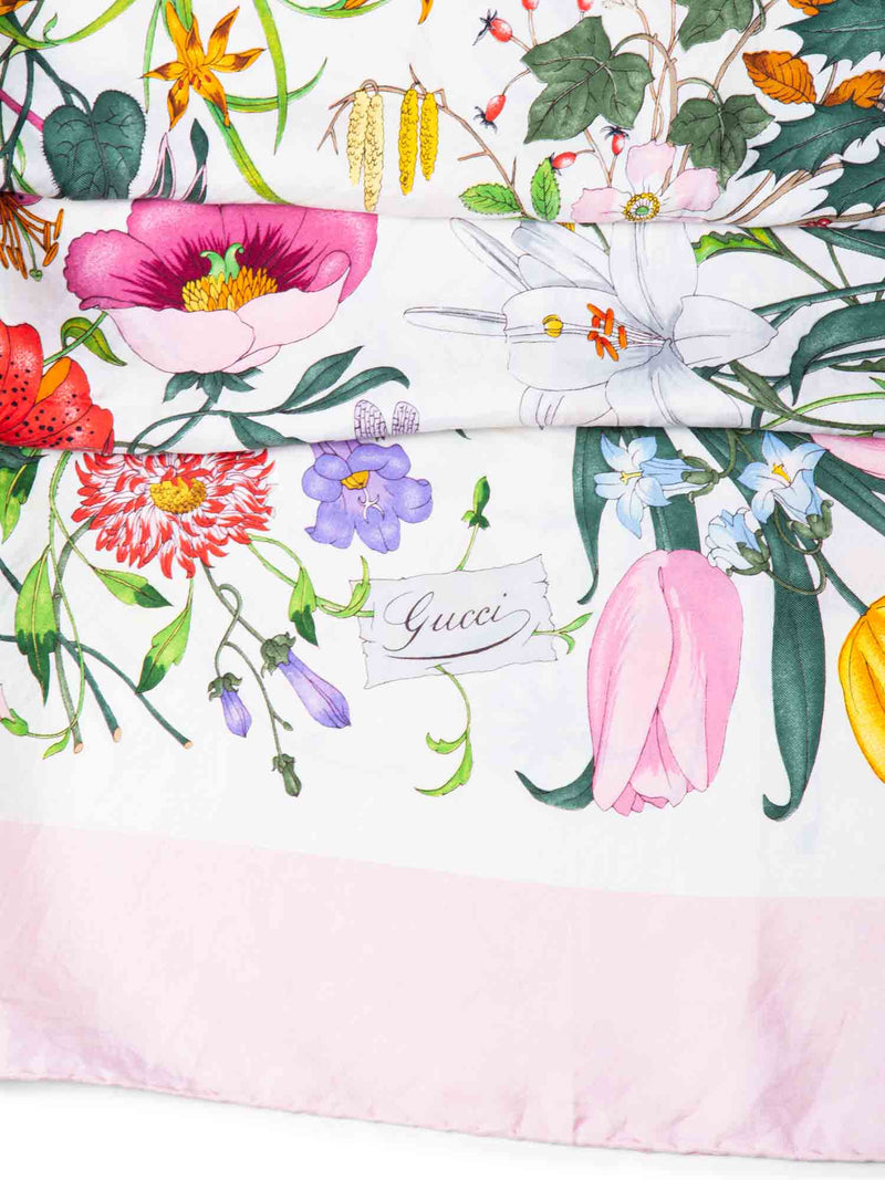 Gucci Silk Flora Scarf Pink-designer resale