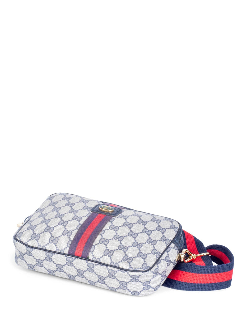 Gucci Vintage Logo GG Supreme Web Stripe Messenger Bag Beige Navy Red-designer resale