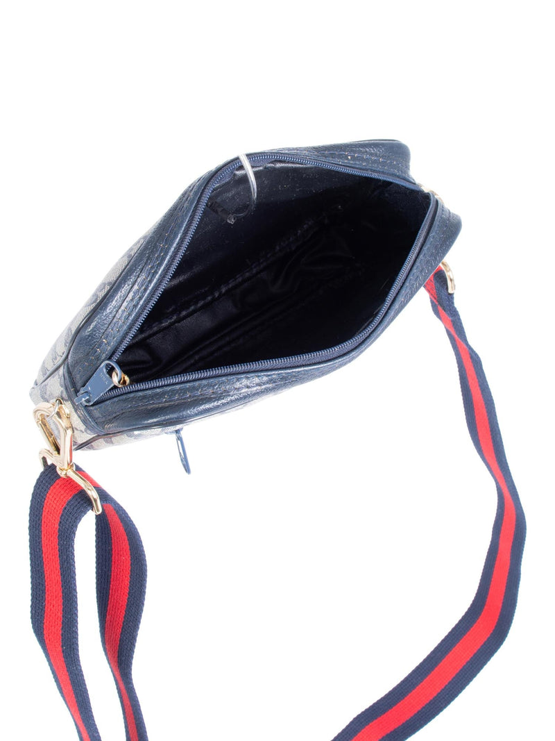 Gucci Vintage Logo GG Supreme Web Stripe Messenger Bag Beige Navy Red-designer resale