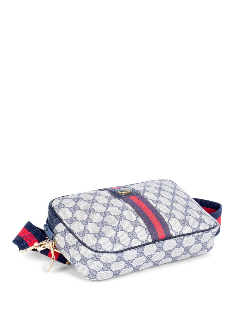 Gucci Vintage Logo GG Supreme Web Stripe Messenger Bag Beige Navy Red-designer resale