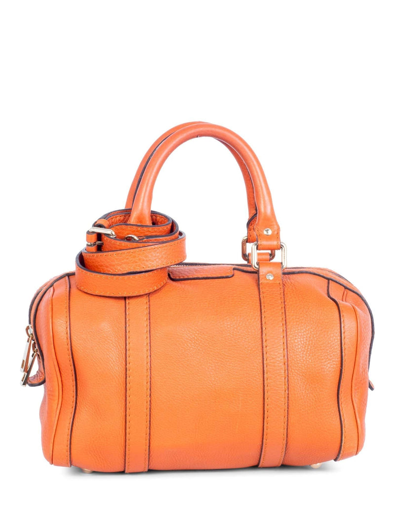 Gucci Vintage Logo Pebble Leather Boston Messenger Bag Orange-designer resale