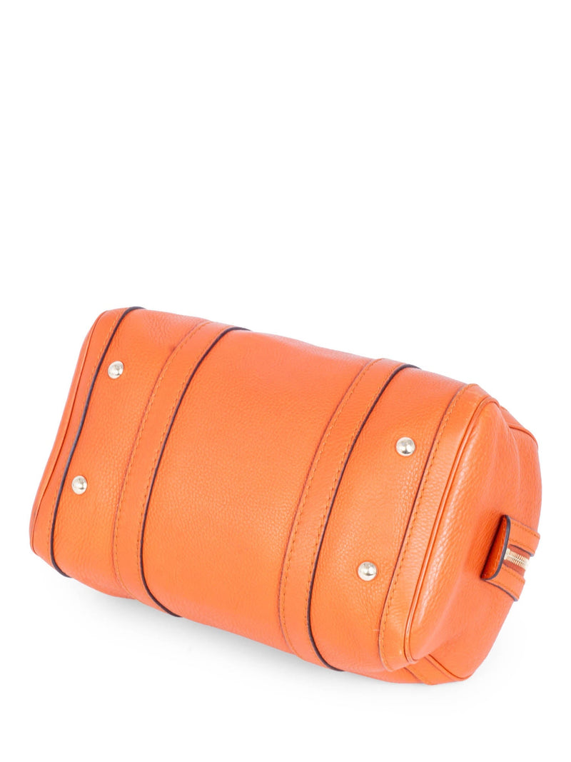 Gucci Vintage Logo Pebble Leather Boston Messenger Bag Orange-designer resale