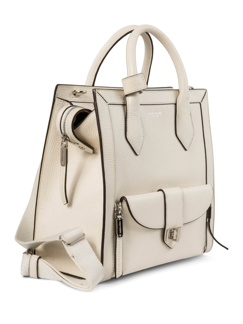 Henri Bendel Leather Top Handle Bag Backpack White-designer resale