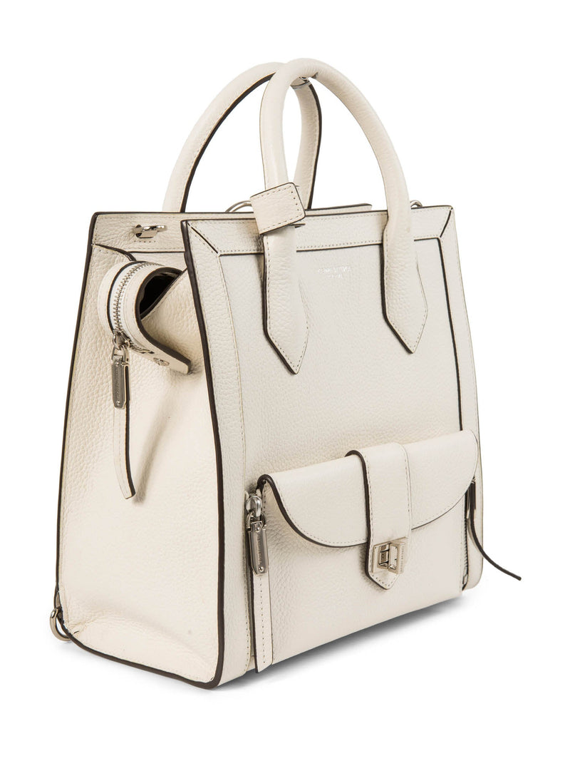 Henri Bendel Leather Top Handle Bag Backpack White-designer resale
