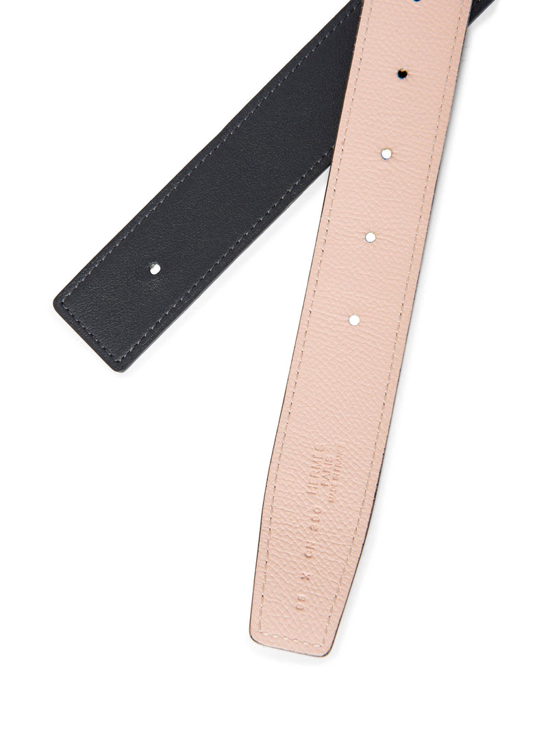 Hermes Constance Leather Epsom Belt Navy Pink-designer resale