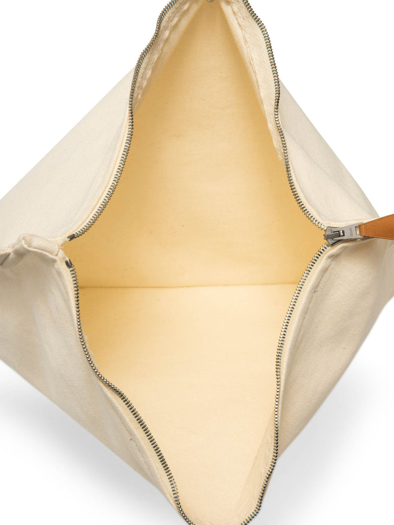 Hermes H Logo Canvas Large Makeup Bag Ivory-designer resale