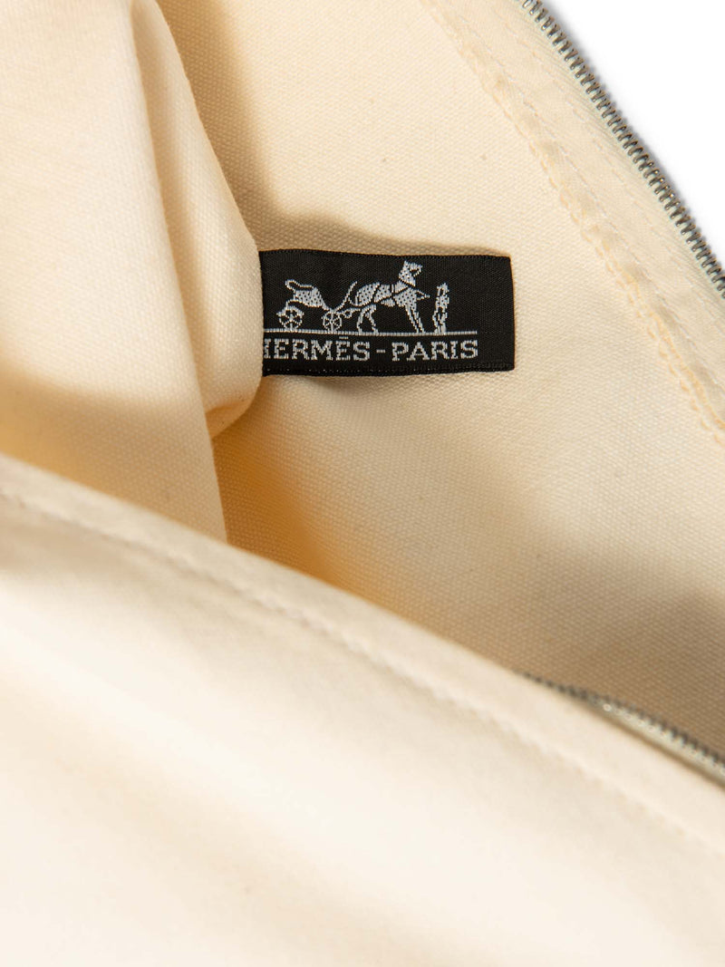 Hermes H Logo Canvas Large Makeup Bag Ivory-designer resale