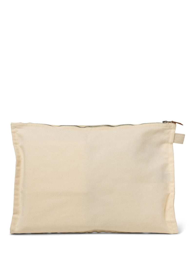 Hermes H Logo Canvas Large Makeup Bag Ivory-designer resale
