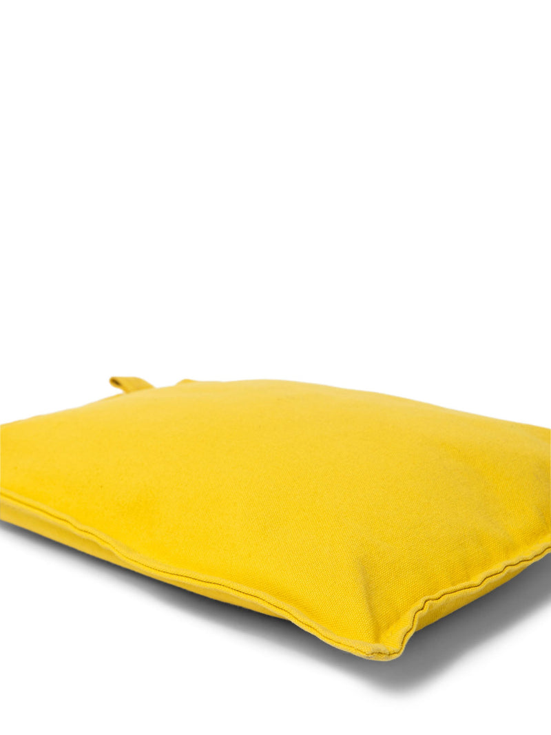 Hermes H Logo Canvas Zippered Makeup Bag Yellow-designer resale