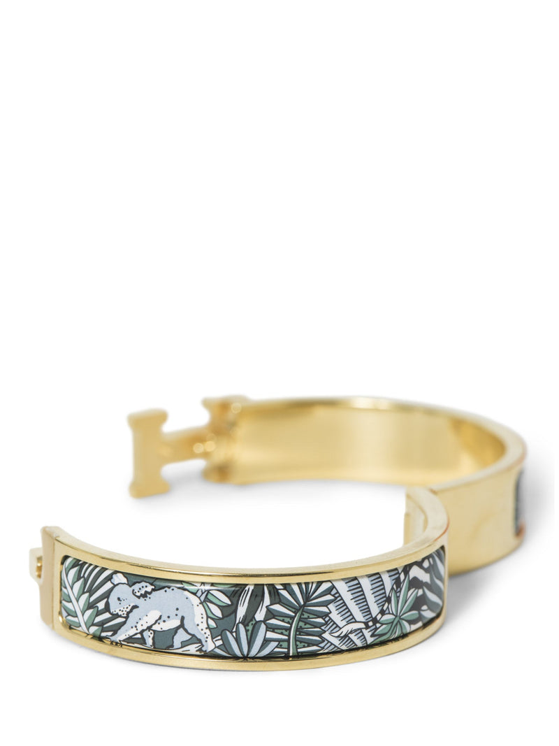 Hermes H Logo Narrow Enamel Animaux Camoufles Clic H Bracelet Gold Teal-designer resale