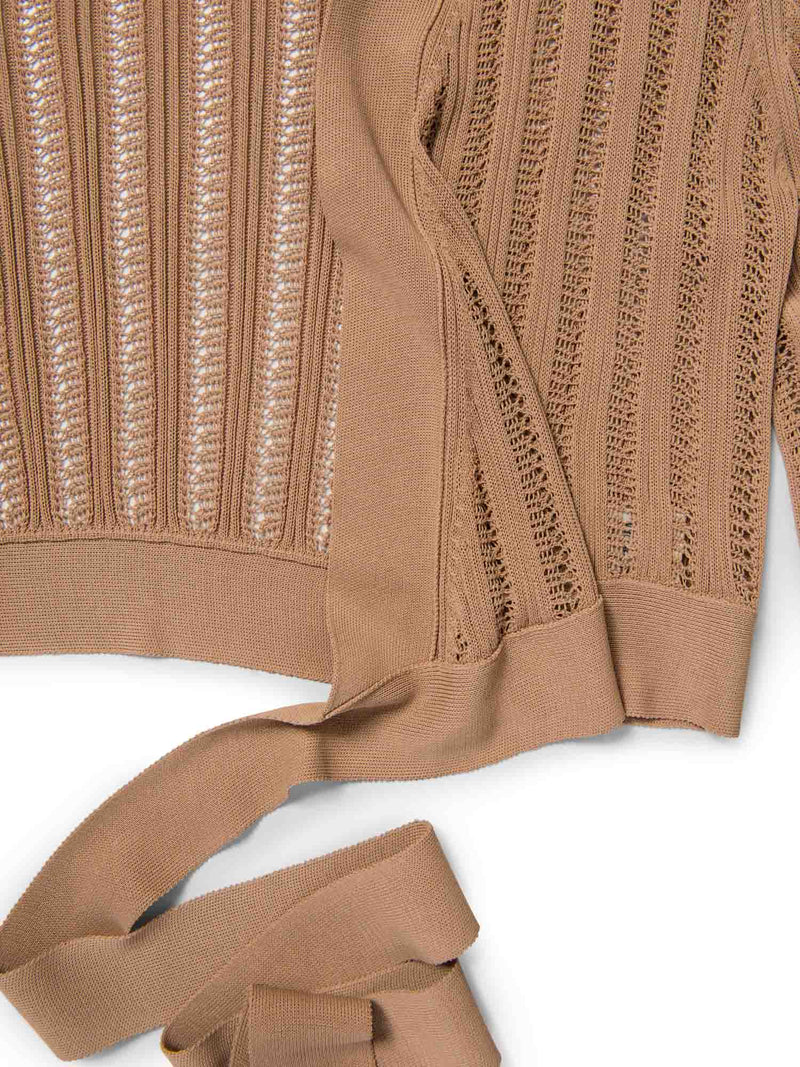 Hermes Knitted Wrap Bolero Top Taupe-designer resale