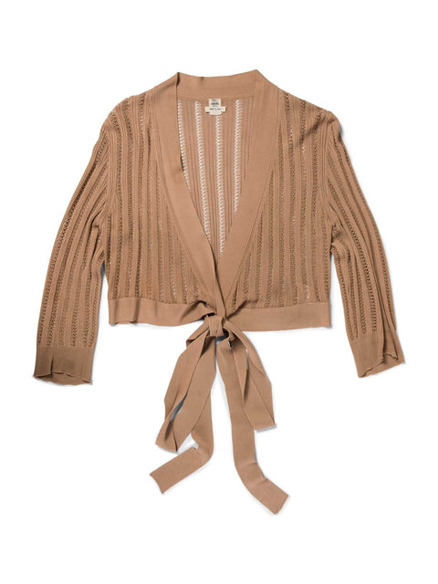 Hermes Knitted Wrap Bolero Top Taupe-designer resale