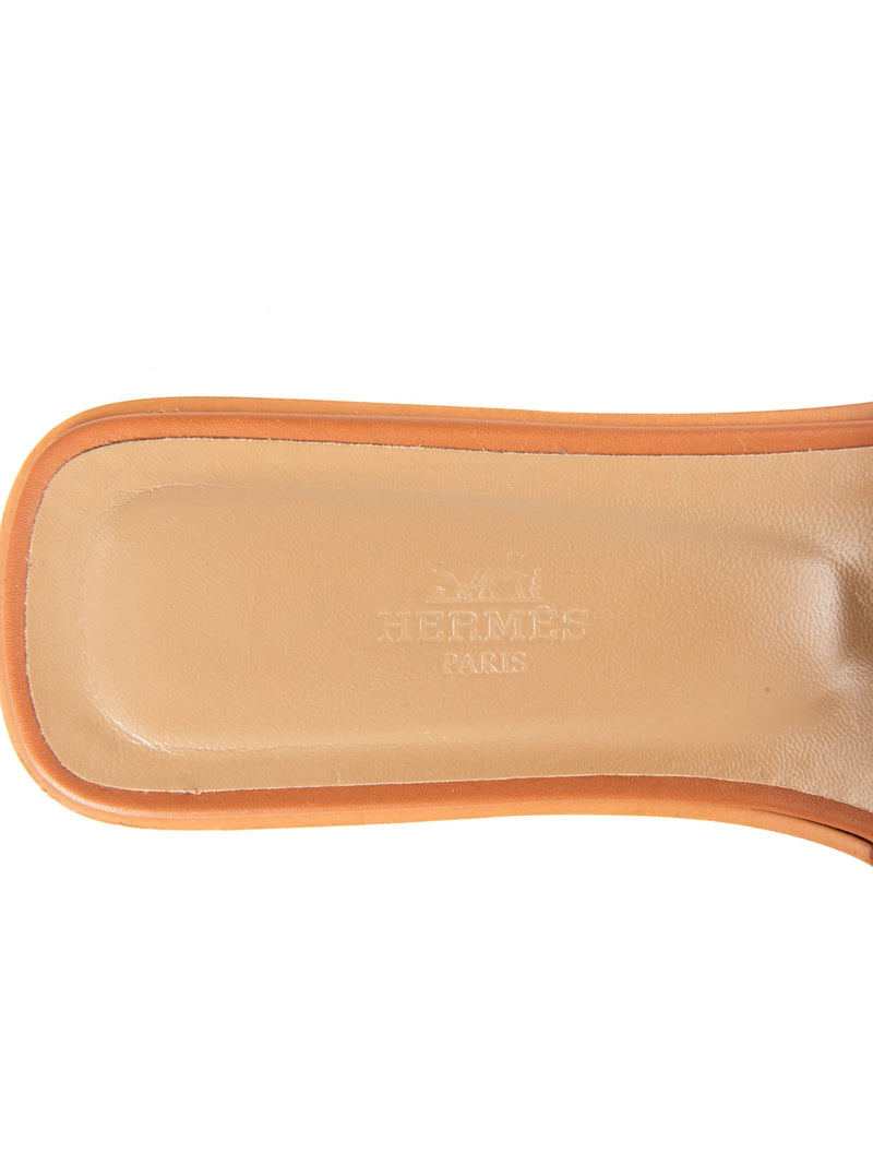 Hermes Leather Oran Slip On Sandal Brown-designer resale