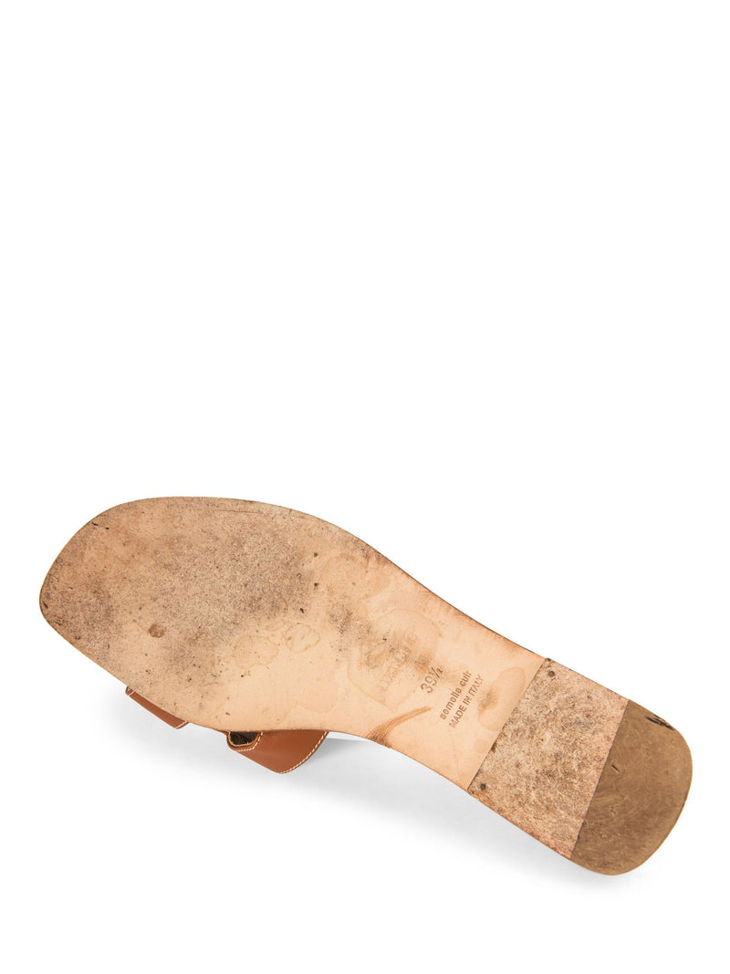 Hermes Leather Oran Slip On Sandal Brown-designer resale