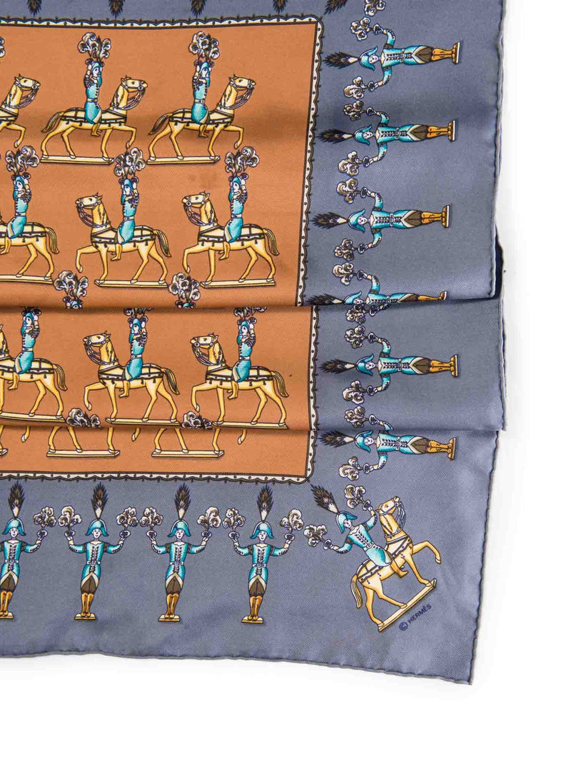 Hermes Les Artificiers Silk Scarf Navy Brown-designer resale