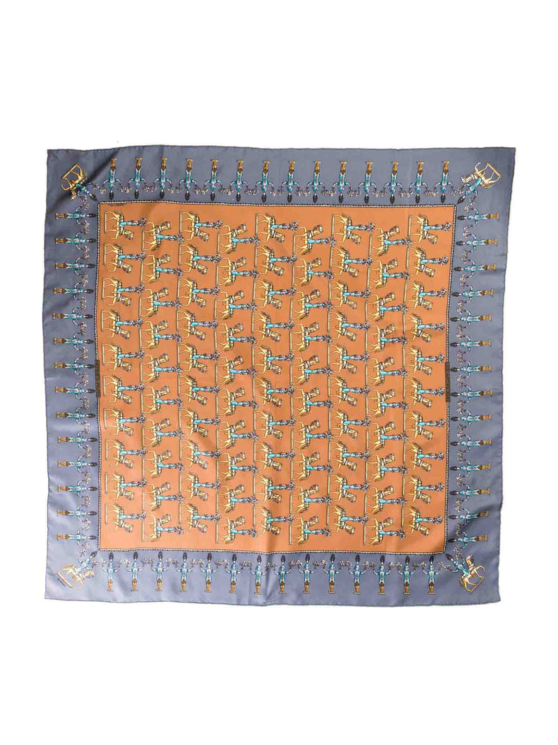 Hermes Les Artificiers Silk Scarf Navy Brown-designer resale