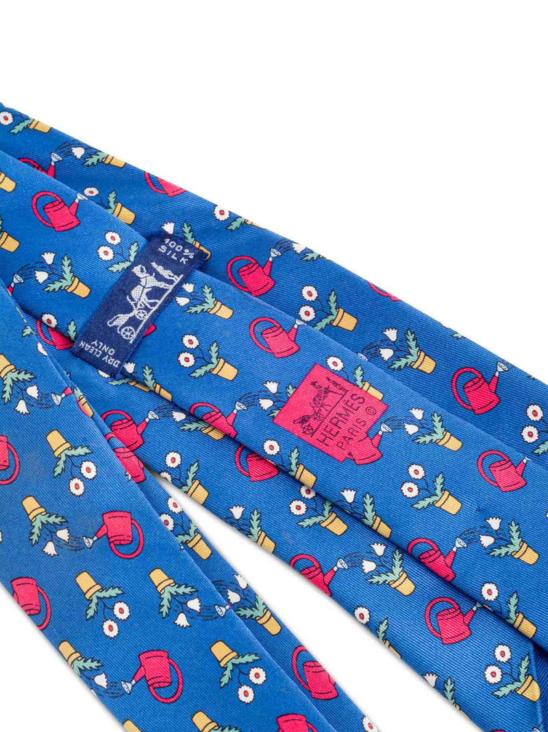 Hermes Silk Gardening Tie Blue-designer resale