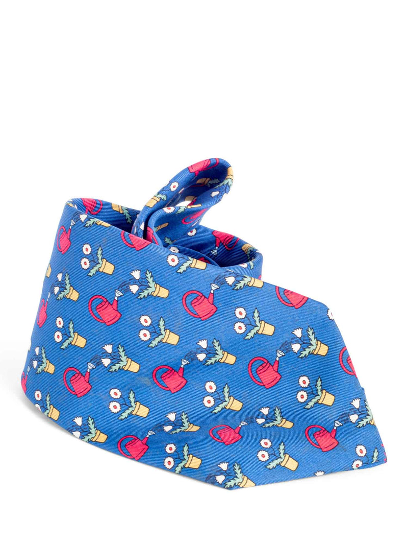 Hermes Silk Gardening Tie Blue-designer resale