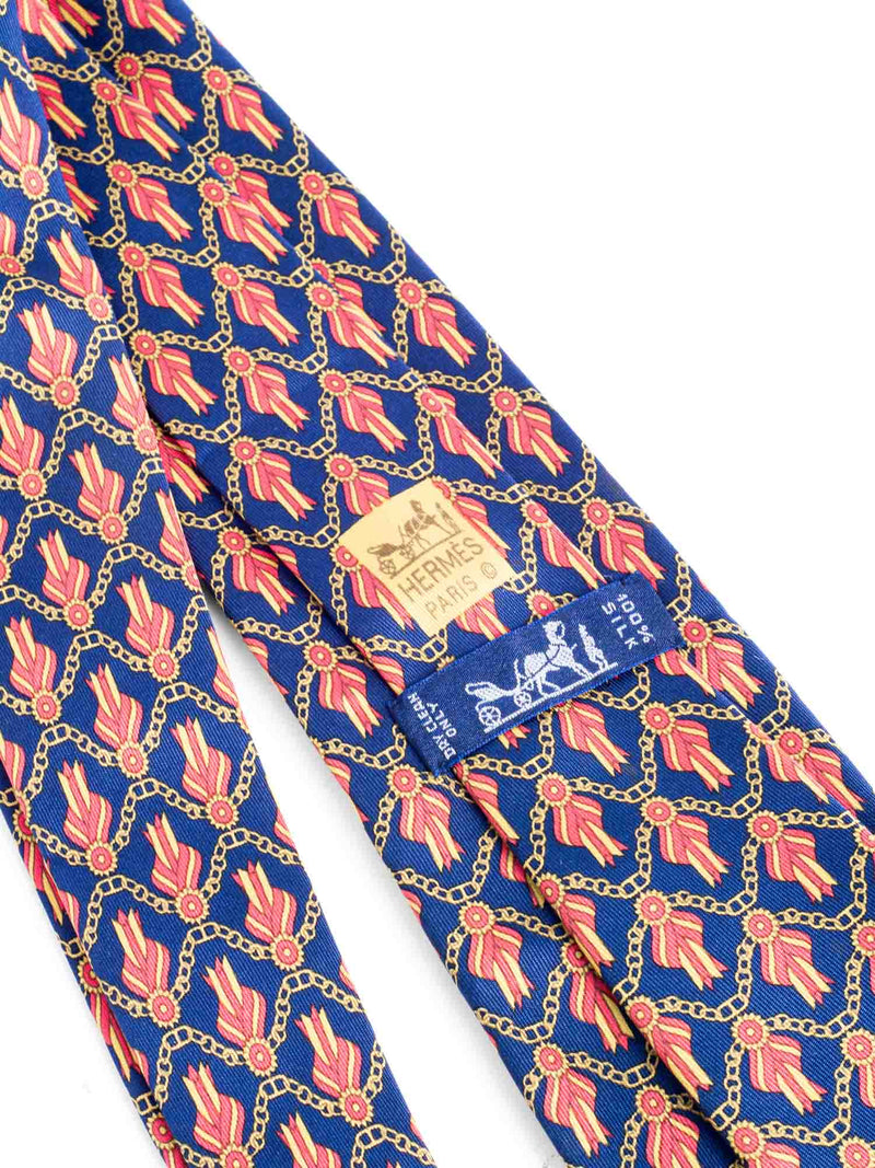 Hermes Silk Ribbon Tie Navy-designer resale