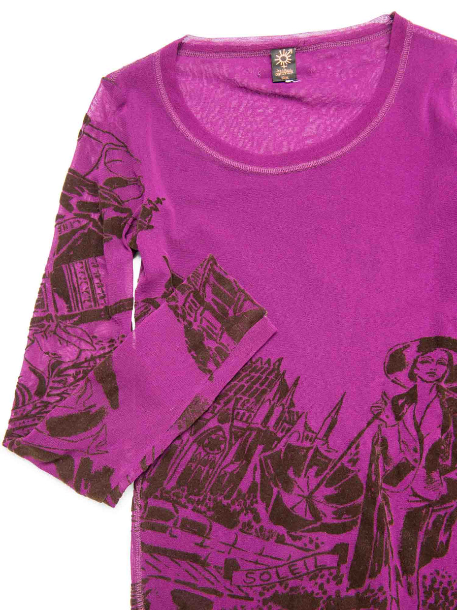 Jean Paul Gaultier Mesh Graphic Sweater Purple